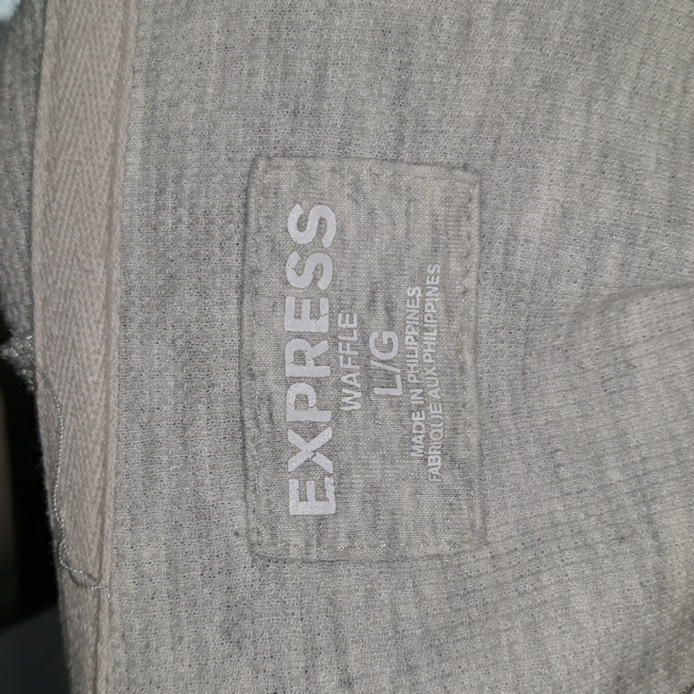 Express Light Grey Lightweight Button Hoodie. Lar… - image 2